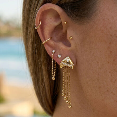 Vacation Tassel Fish Stainless Steel Waterproof Gold Color Zircon Women's Dangle Earrings