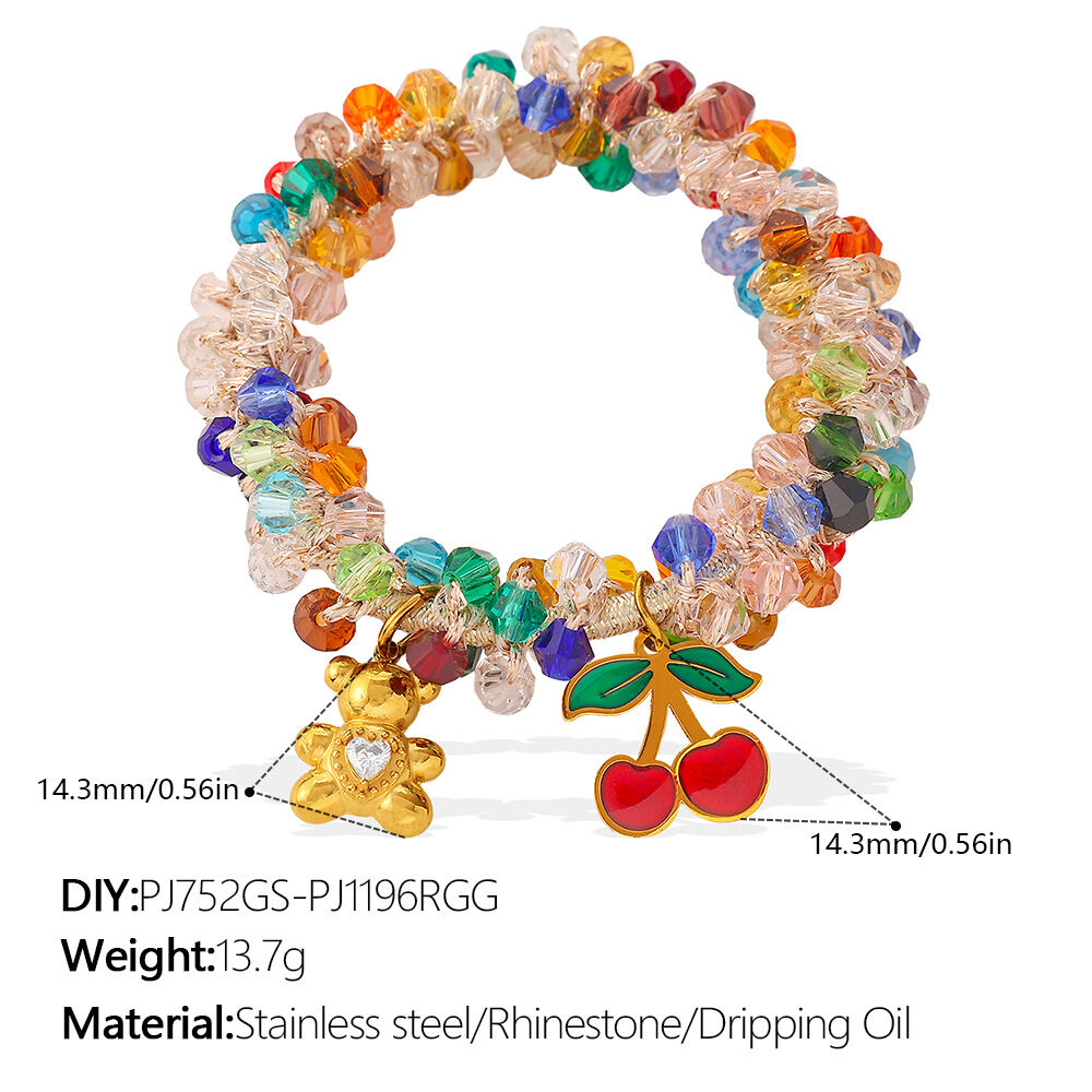Simple Dopamine Colored Crystal DIY Cherry Blossom Flower Pendant Elastic Women's Scrunchies