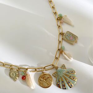 Romantic Vacation Oceanic Style Shell Stainless Steel Waterproof Gold Color Women's Pendant Necklaces h5 Picture3