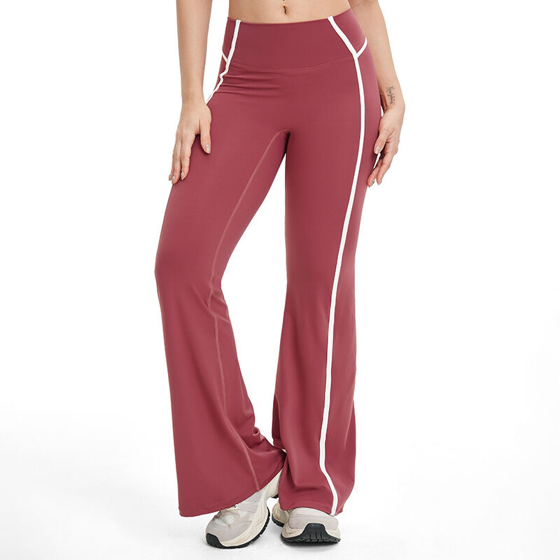 High End Casual White Line Color Contrast and Skin Fitting Athletic Long Pants h5Picture2