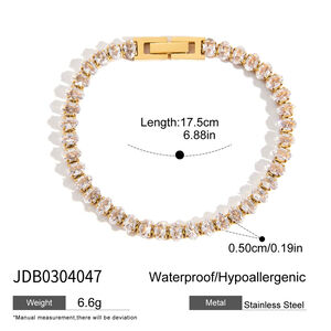 Luxurious Beads Stainless Steel Waterproof Gold Color Zircon Women's Beaded Bracelets h5