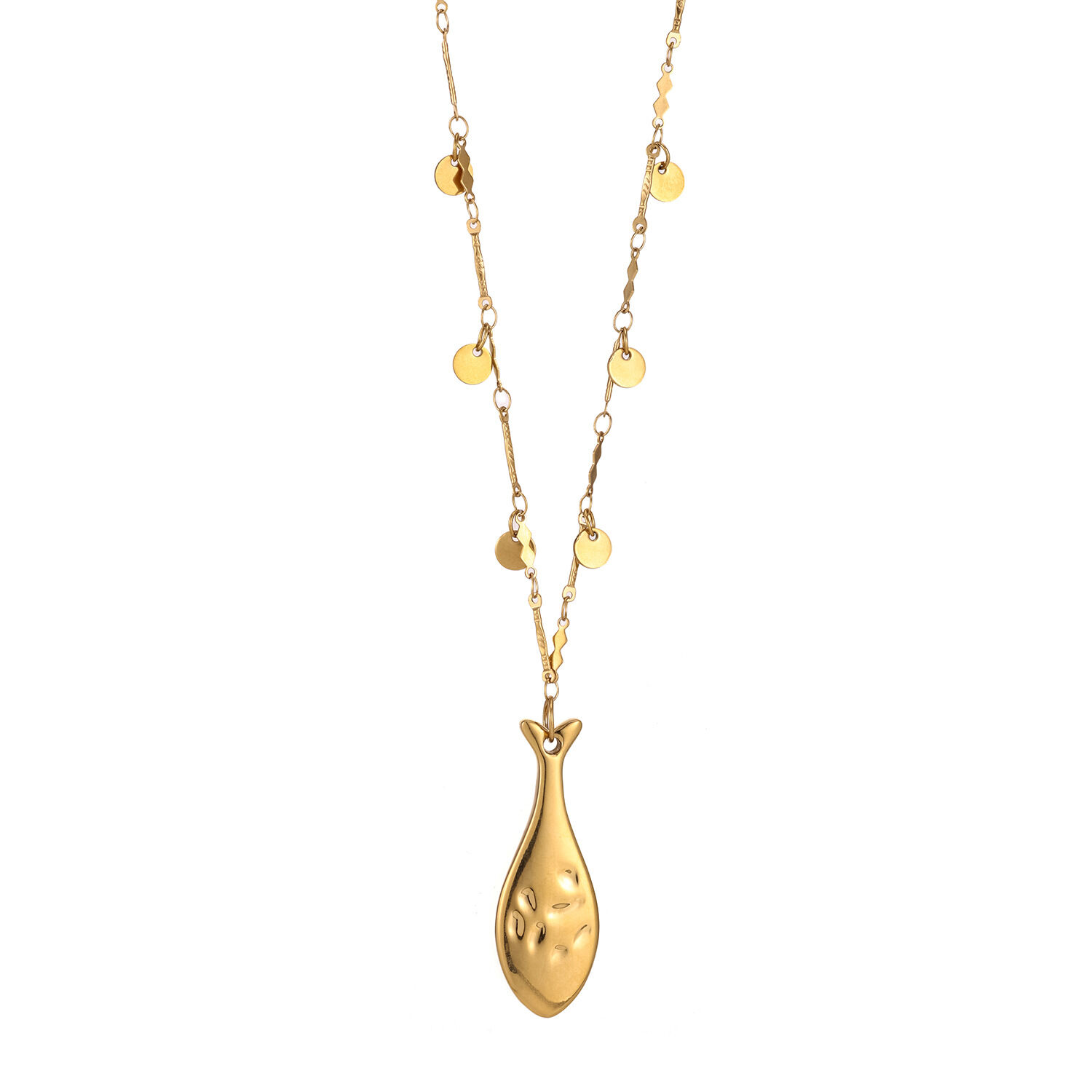Simple Series Elegant Chain Fish Stainless Steel Waterproof Women's Pendant Necklaces h5 Picture5