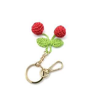 Simple Series Sweet Cherry Woven Raffia Bag Charms Keychain h5 Picture4