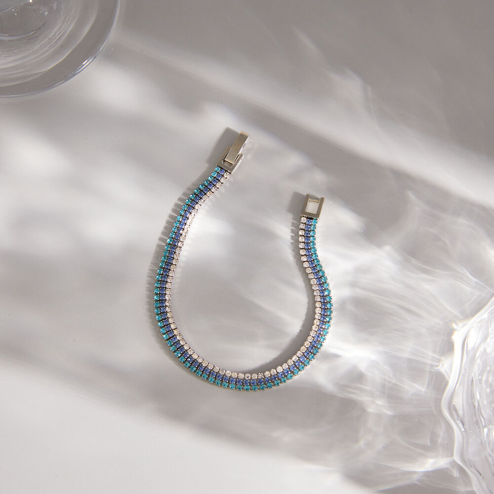 Bracciale da donna a catena semplice in acciaio inossidabile impermeabile con zirconi h5Immagine4