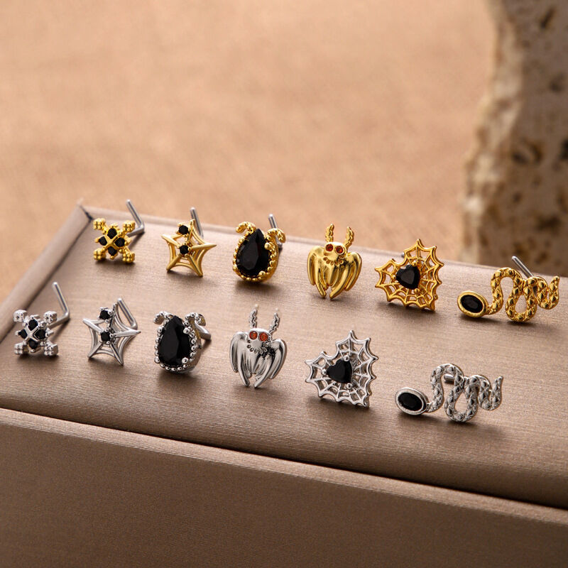 Schlichter Nasenstecker für Damen in Herz-Schlangenform, kupfergoldfarben mit Zirkonia. h5Bild5