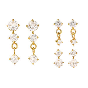 Simple Circle Stainless Steel Waterproof Gold Color Zircon Women's Earring Sets h5 Picture5