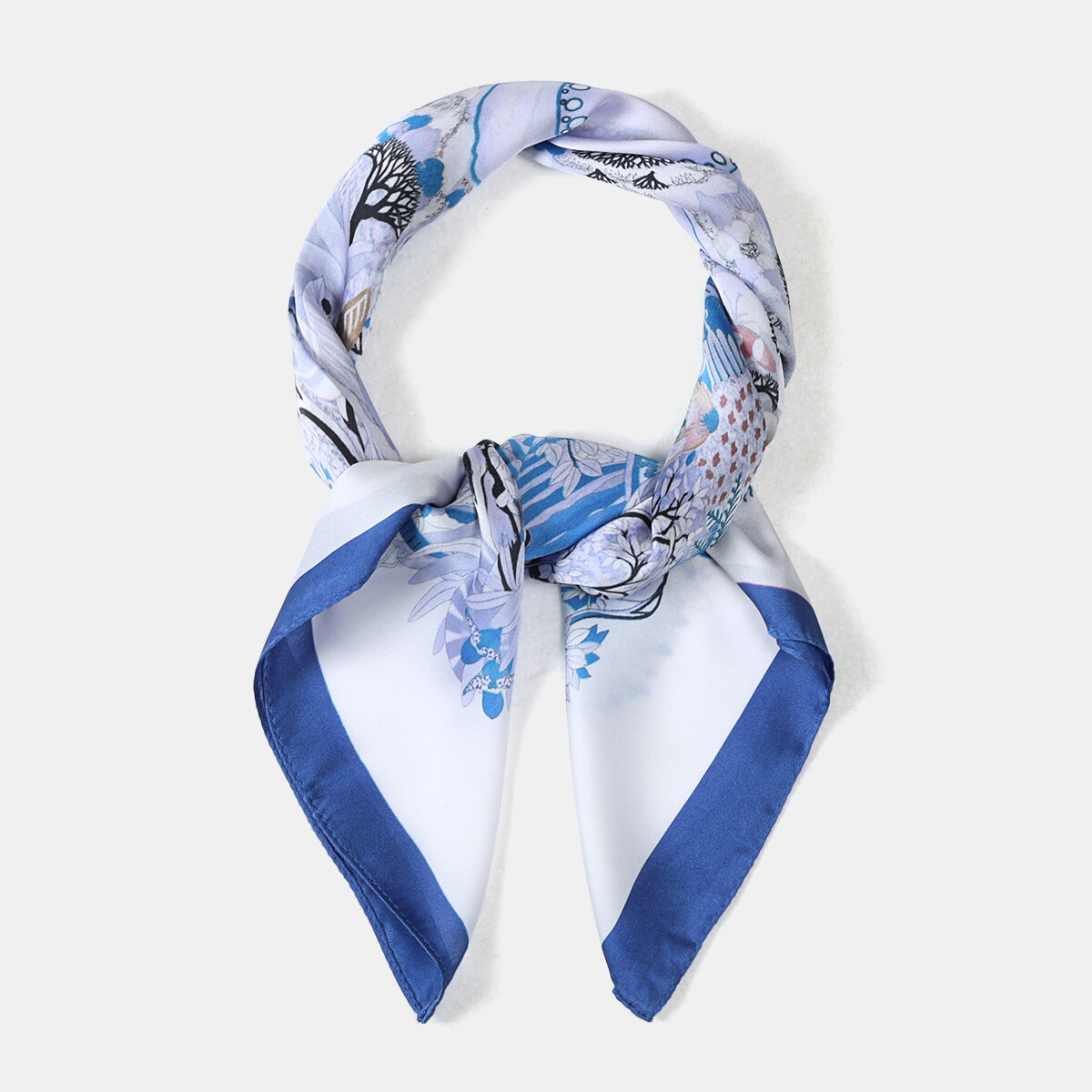 Romantic Series Natural Mixed Color Leaf Plant Birds Geometric Shape  Women's Summer Scarves h5 Picture3