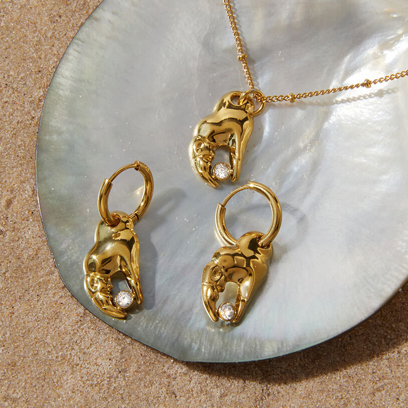 Ensembles de colliers pour femmes en acier inoxydable doré, imperméables et ornés de strass, style océanique h5Image2
