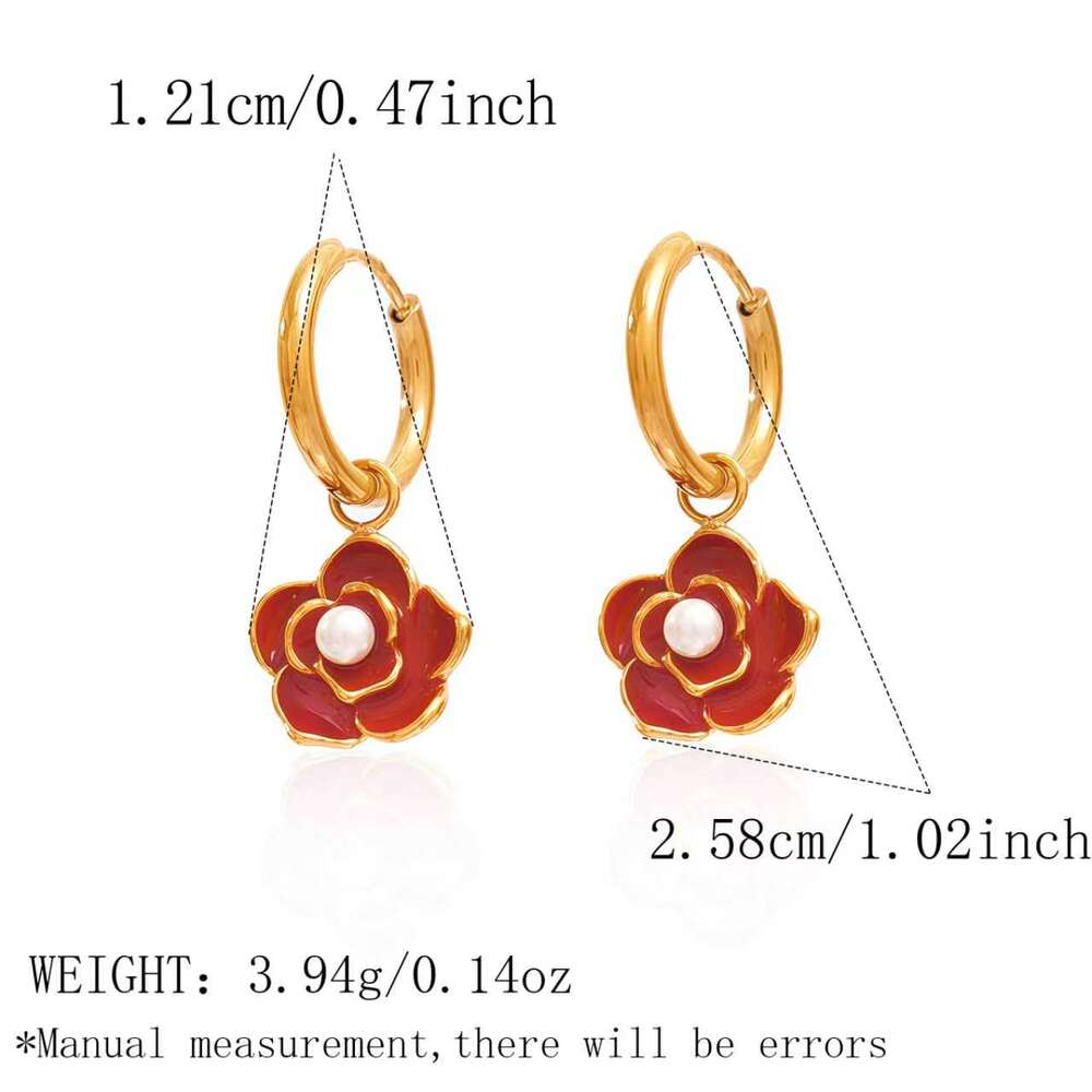 Simple Series Daily Flower Stainless Steel Waterproof Gold Color Women's Hoop Earrings