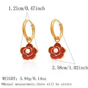 Simple Series Daily Flower Stainless Steel Waterproof Gold Color Women's Hoop Earrings h5