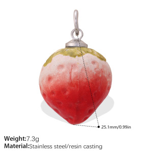 Simple Diy Cut Fruit Strawberry Stainless Steel Waterproof Gold Color Women's Pendants h5 Picture2