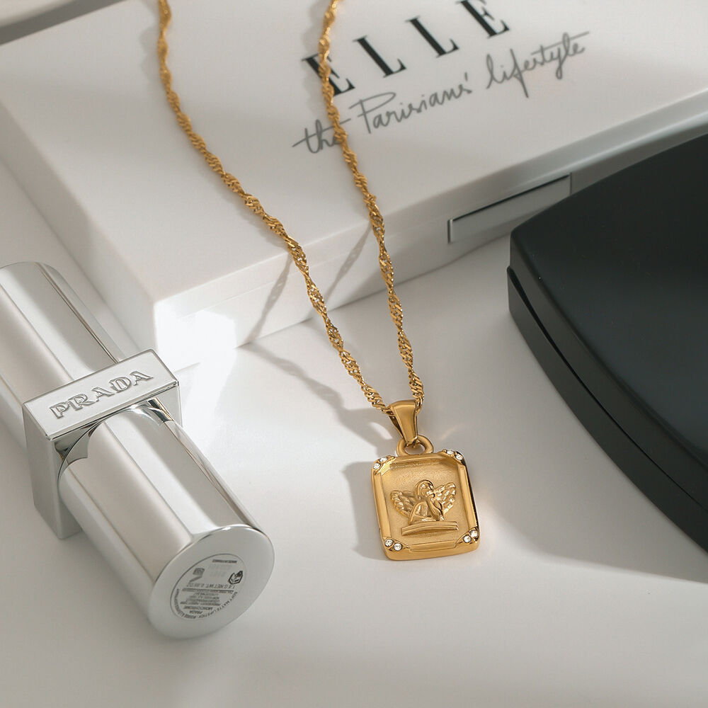 Simple Series Retro Angel Stainless Steel Waterproof Gold Color Women's Pendant Necklaces h5Picture4
