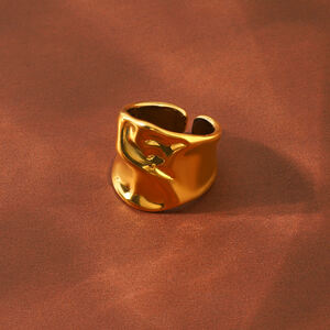 Simple Series – Statement-Ringe für den Alltag, unregelmäßige Form, Edelstahl, wasserdicht, goldfarben h5 Bild7