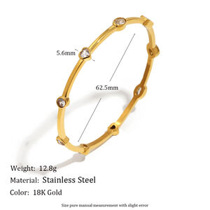 Luxurious Series Retro Heart Star Stainless Steel Waterproof Gold Color Zircon Women's Bangles h5 Picture4