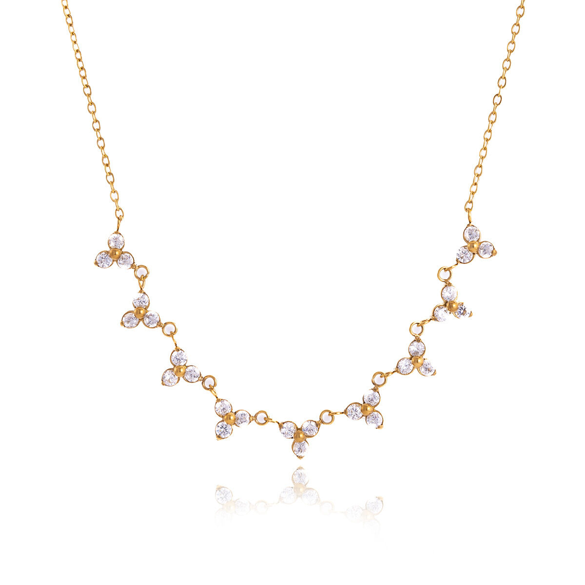 Elegante Sternketten-Sets aus wasserdichtem Edelstahl in Goldfarbe mit Zirkonia für Damen h5 Bild5