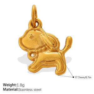 Simple Series Daily Cut Animal Stainless Steel Waterproof   Gold Color  Rhinestone Women's Pendants h5 Picture2