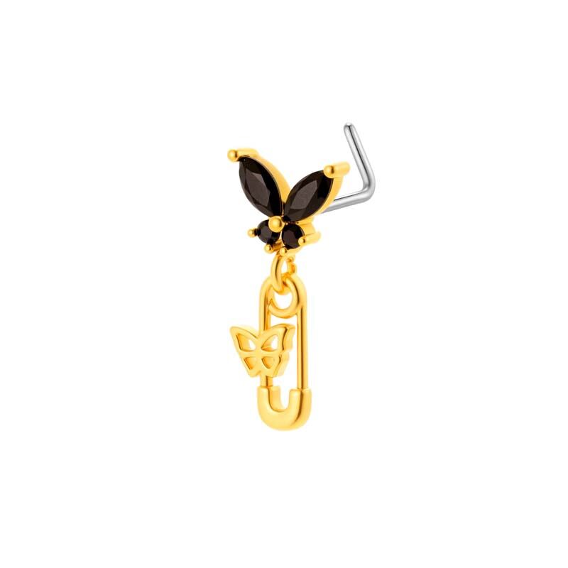 Einfacher Nasenstecker für Damen in Herz-, Schlangen- und Schmetterlingsform, kupfer- und goldfarben mit Zirkonia. h5 Bild6