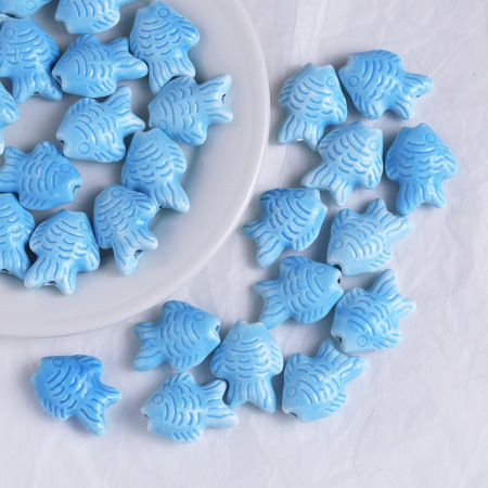 1 Piece Cute Fish Ceramics Jewelry Beads