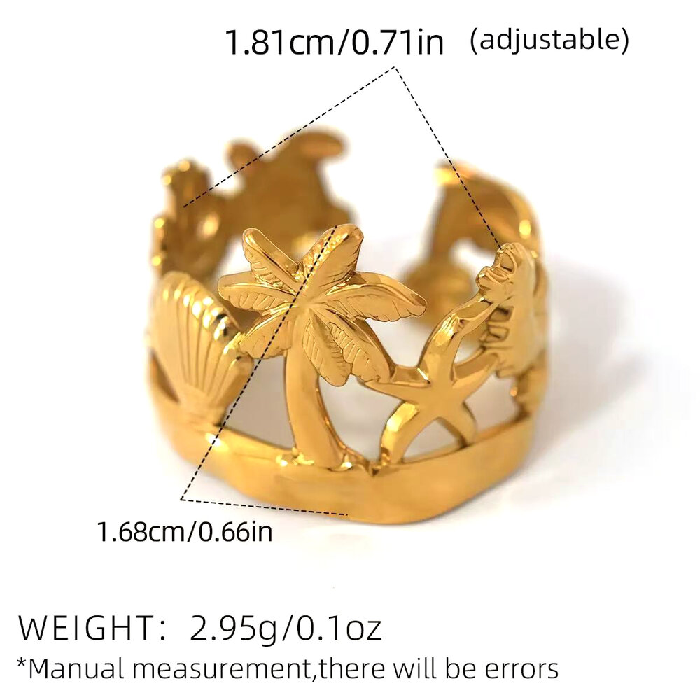 Einfache Serie – Tägliche Ringe aus Edelstahl in unregelmäßiger Form, wasserdicht, goldfarben