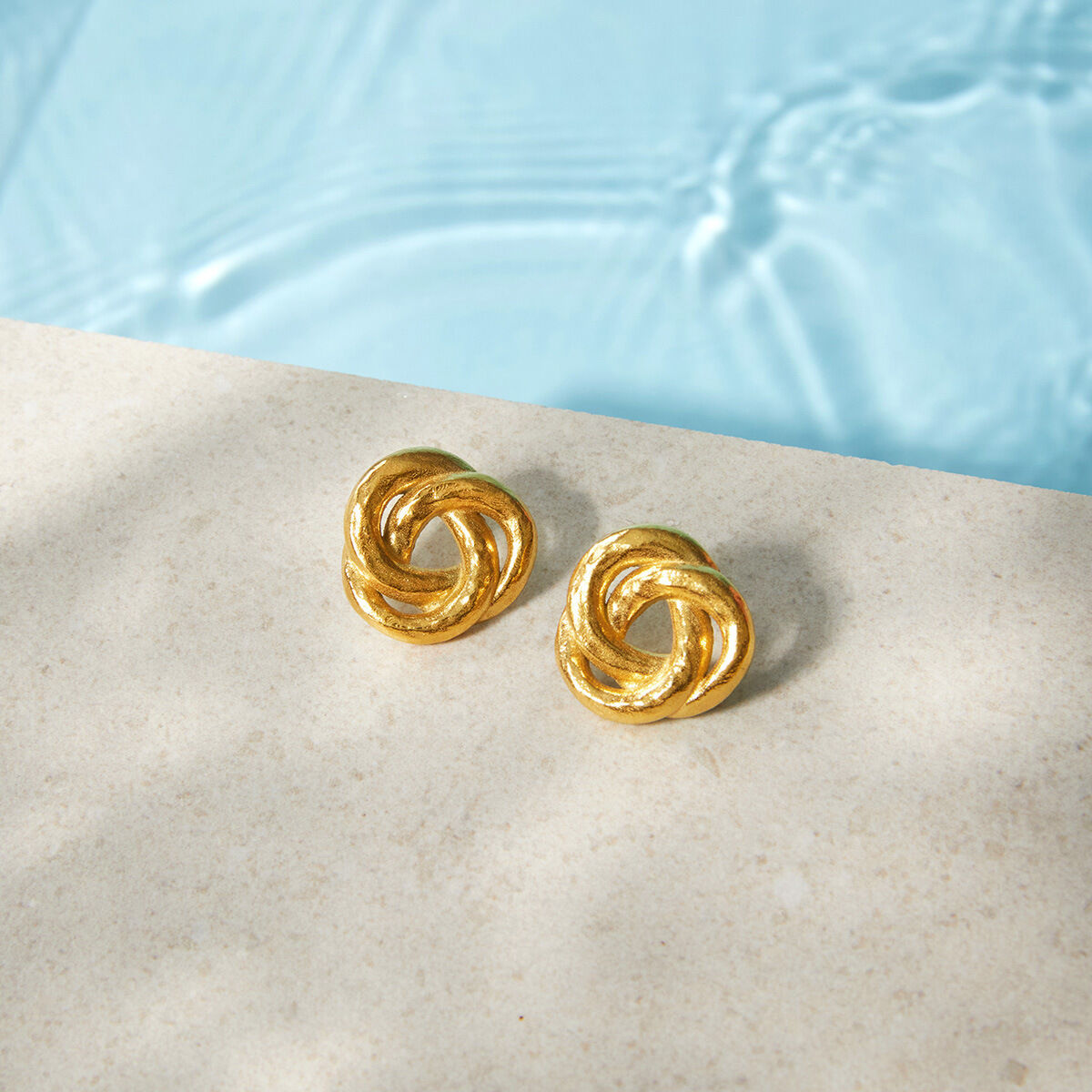 Daily Twist Stainless Steel Waterproof Gold Color Women's Stud Earrings h5 Picture2