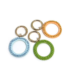 Simple Series Vacation Solid Color Circle Raffia Rhinestone Keychain Bag Charms h5 Picture4