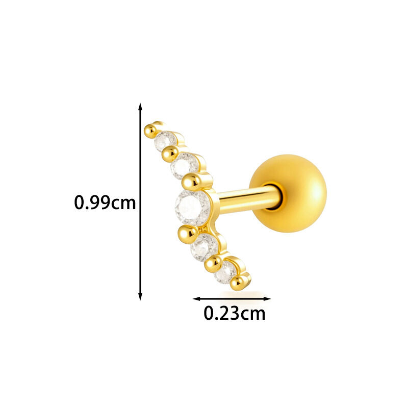 Orecchini da piercing da donna semplici a forma di fiore e cuore, color rame e oro, con zirconi. h5Immagine2