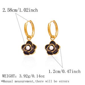 Simple Series Daily Flower Stainless Steel Waterproof Gold Color Women's Hoop Earrings h5