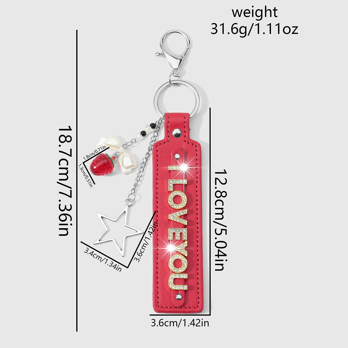 Simple Series Retro Letter Solid Color Star Strawberry Alloy Damen-Taschenanhänger aus Legierung h5 Bild2