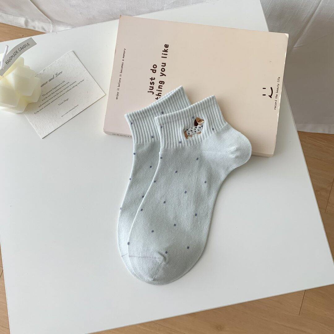 High Bounce Basic Dachshund Embroidery Low Cut Socks 