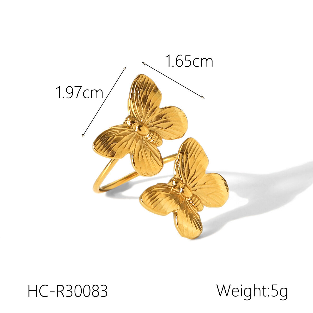 Simple Series Daily Butterfly Stainless Steel Waterproof Gold Color Women's Bangles h5Picture2