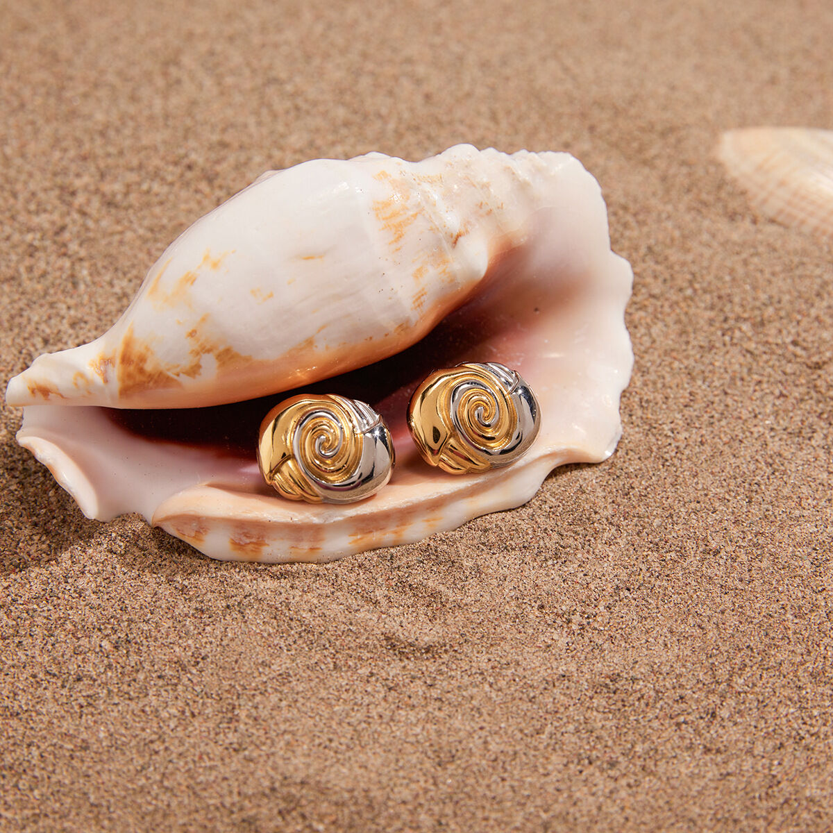 Casual Oceanic Style Mixed Color Lines Stainless Steel Waterproof   Gold Color  Women's Stud Earrings Picture4