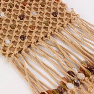 Vacation Style Tassel Tassel Beads Hollowed-Out Woven Braided Rope Women's Square Bag h5 Picture5