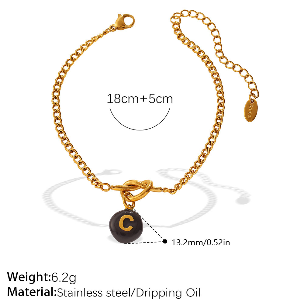 Simple Series Daily Letter Stainless Steel Waterproof Gold Color Women's Charm Bracelets h5Picture2