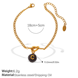 Simple Series Daily Letter Stainless Steel Waterproof Gold Color Women's Charm Bracelets h5 Picture2