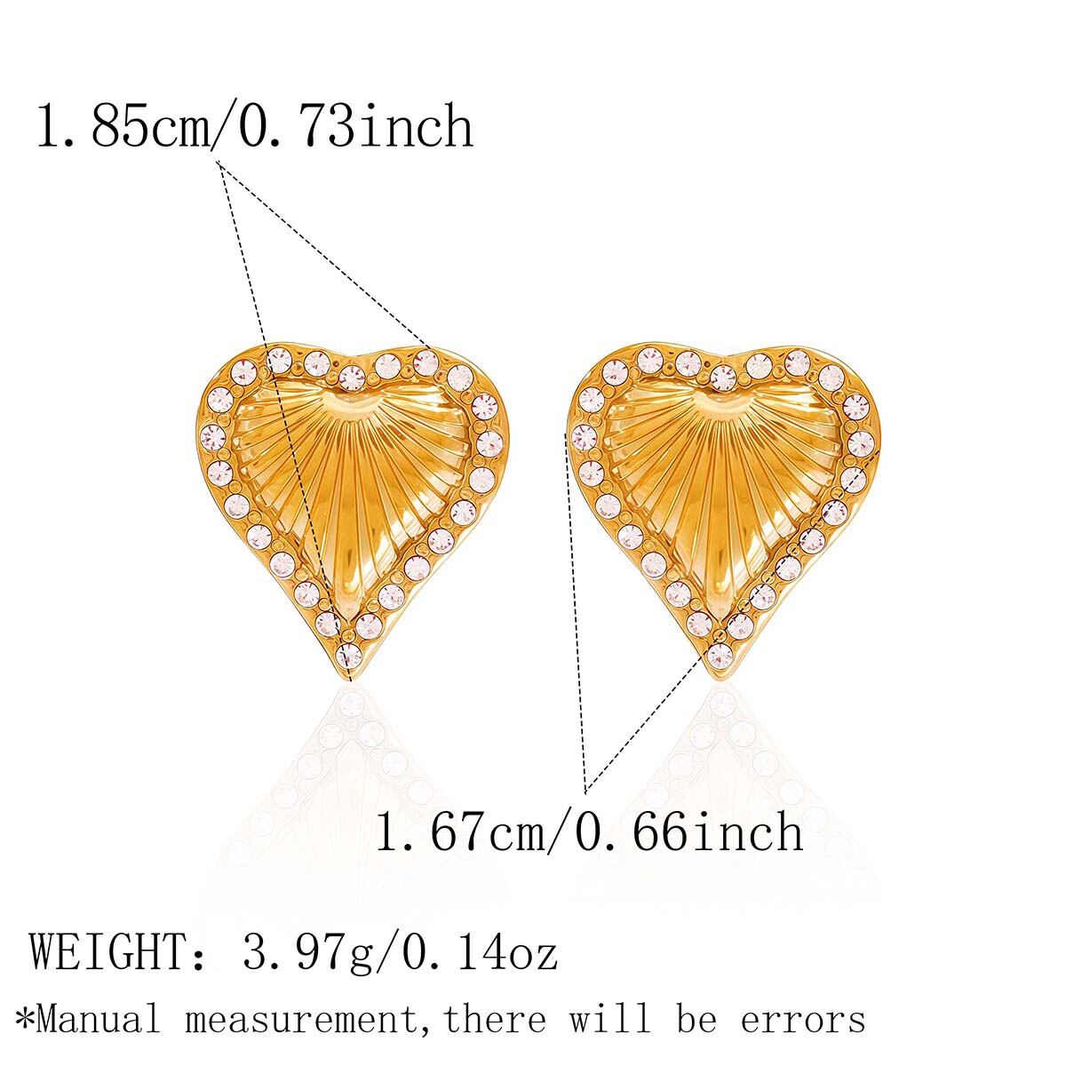 Simple Series Daily Heart Stainless Steel Waterproof   Gold Color  Unisex Stud Earrings 