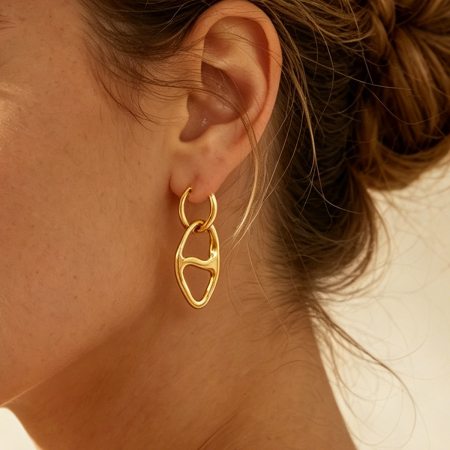 Simple Daily Animal Stainless Steel Waterproof   Gold Color  Women's Hoop Earrings 2