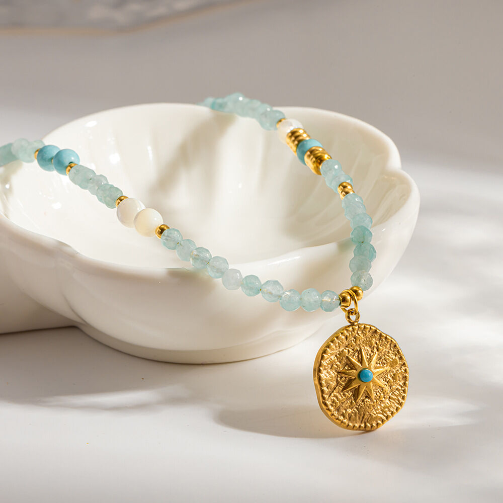 Ethnic Series Bohemian Beads Star Natural Stones Gold Color Women's Beaded Necklaces Picture2