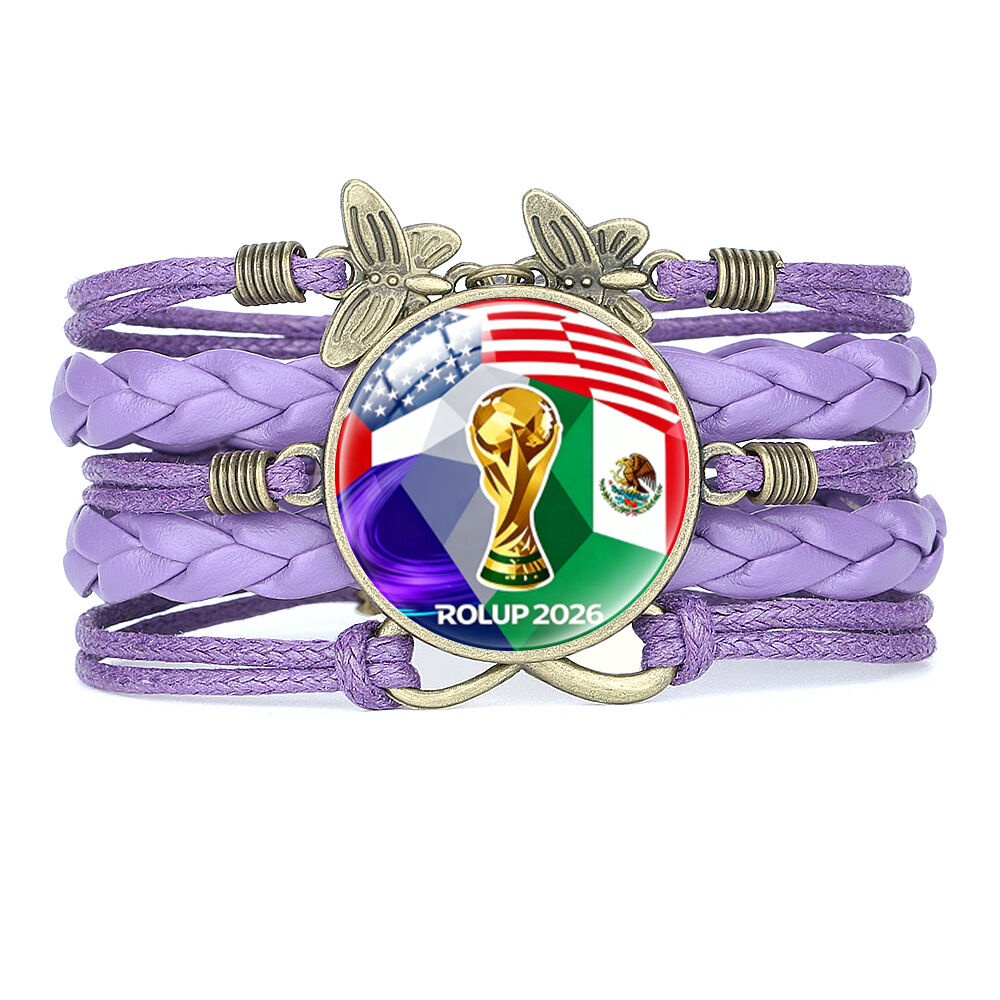 Ethnic Series Retro Mixed Color Woven Football Premium Quality Pu Unisex Braided Bracelets 2