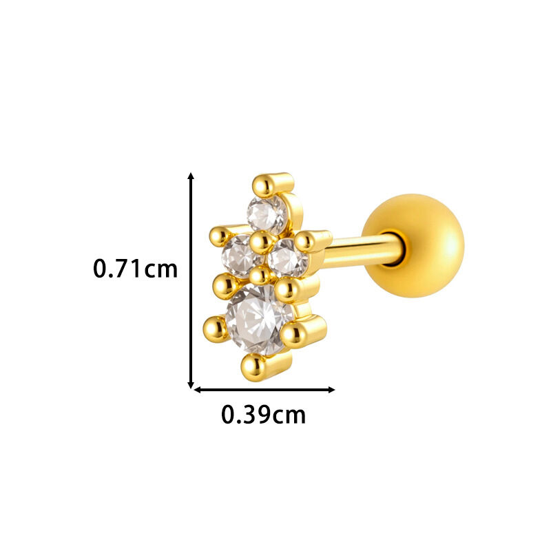 Boucles d'oreilles piercing femme en forme de cœur, couleur cuivre doré, avec zircon. h5Image2
