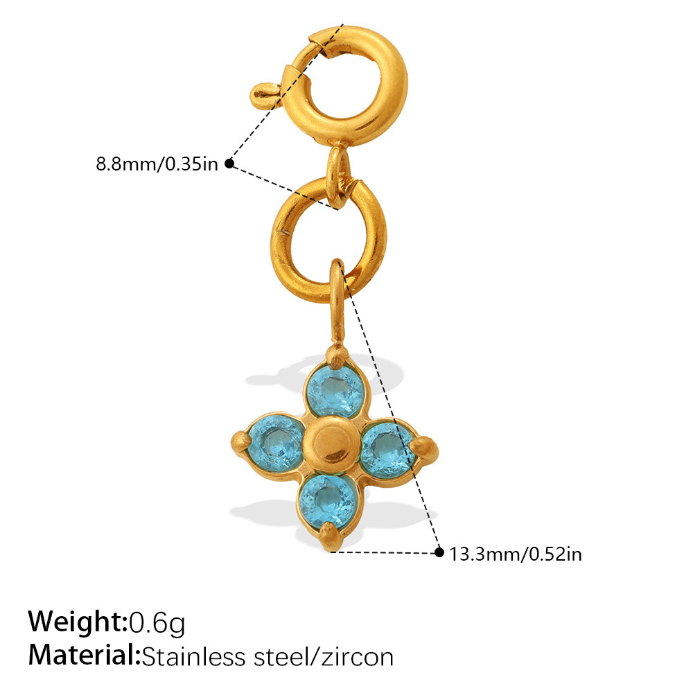 Luxuxy Diy Flower Droplet Rectangle Stainless Steel Waterproof   Gold Color  Zircon Women's Pendants Picture2
