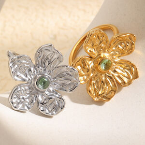 Luxurious Series Sweet Flower Stainless Steel Waterproof Gold Color Statement Rings h5 Picture2