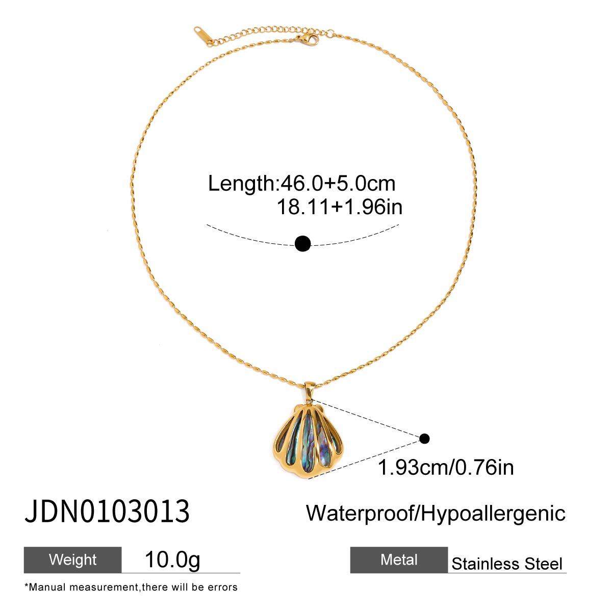 Vacation Oceanic Style Fish Shape Stainless Steel Waterproof Gold Color Shell Women's Pendant Necklaces h5 