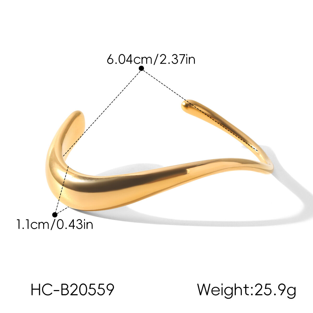Armreifen für Damen, einfarbig, mit Linienmuster, aus wasserdichtem Edelstahl, goldfarben h5 Bild2