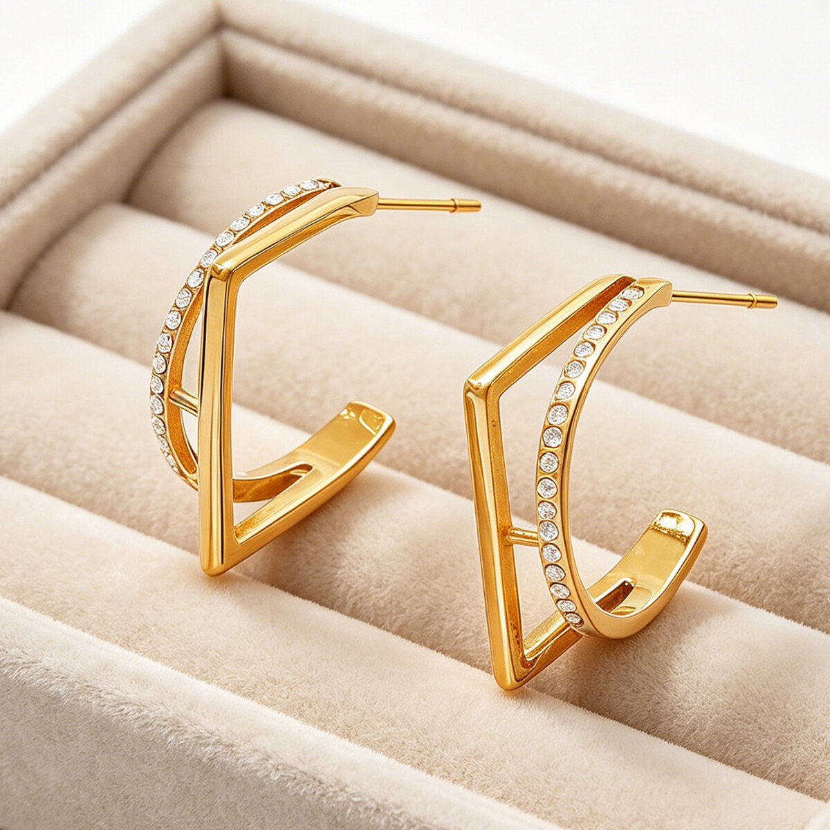 Simple Series Daily Irregular Shape Stainless Steel Waterproof   Gold Color  Women's Stud Earrings Picture5
