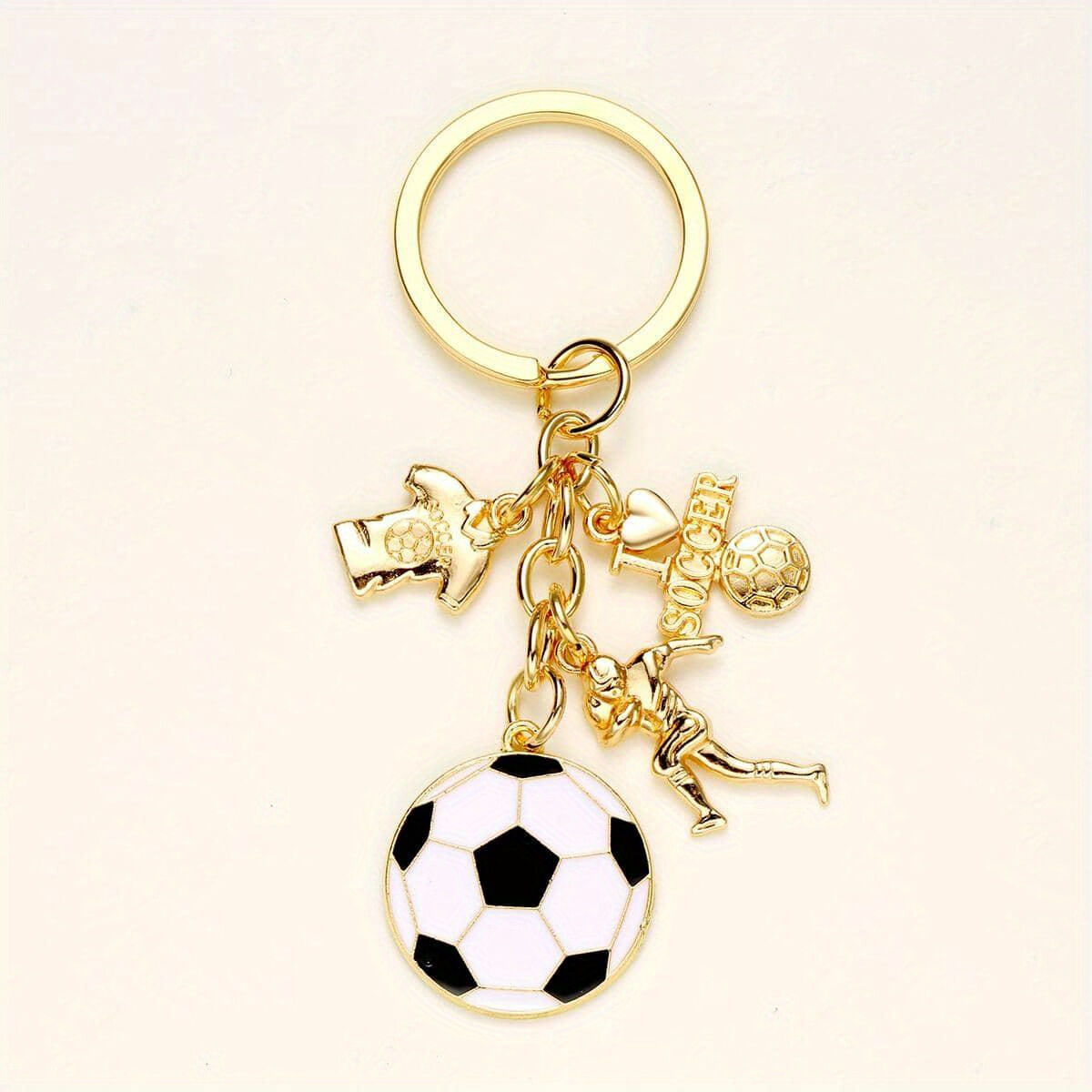 Simple Series Sports Figure Football Alloy Keychain 