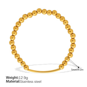 Simple Series Daily Stainless Steel Waterproof   Gold Color  Women's Beaded Bracelets h5 Picture2