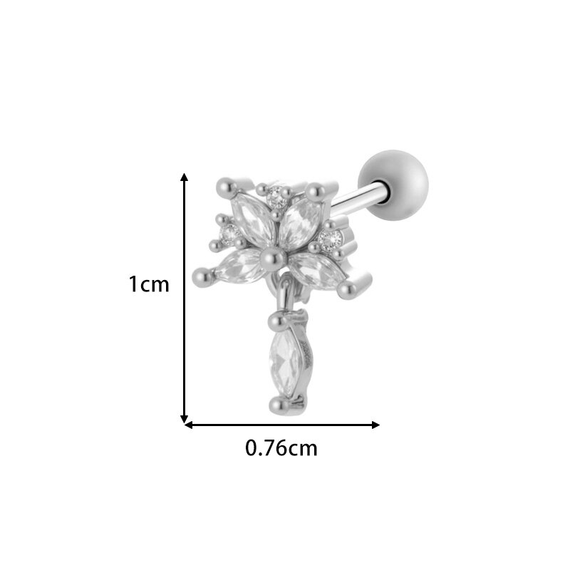 Einfache Ohrringe mit Blumen-, Stern-, Dreieck- und Schlangenmotiv in Kupfer- und Goldfarbe mit Zirkonia für Damen h5 Bild2