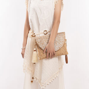 Vacation Style Tassel Woven Tassel Mixed Color Woven Linen Women's Square Bag h5 Picture2