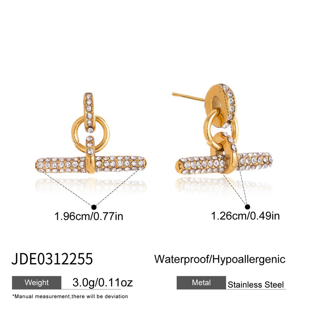 Luxuriöse Serie: Elegante, unregelmäßig geformte, wasserdichte Ohrstecker aus Edelstahl in Goldfarbe mit Zirkonia für Damen.