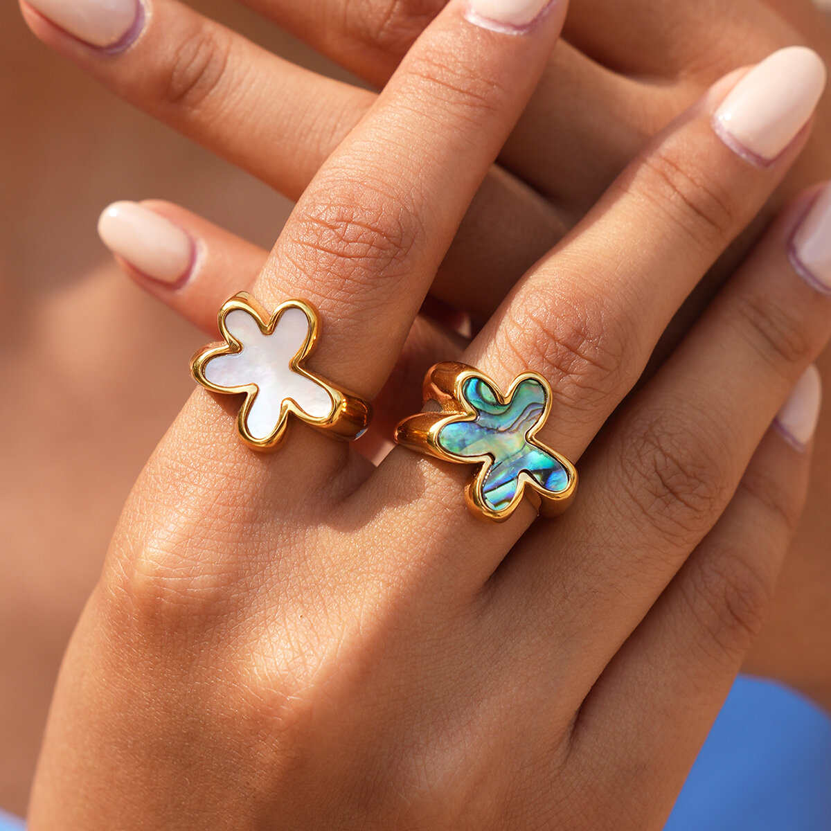 Simple Series Daily Irregular Shape Stainless Steel Waterproof   Gold Color  Statement Rings Picture2